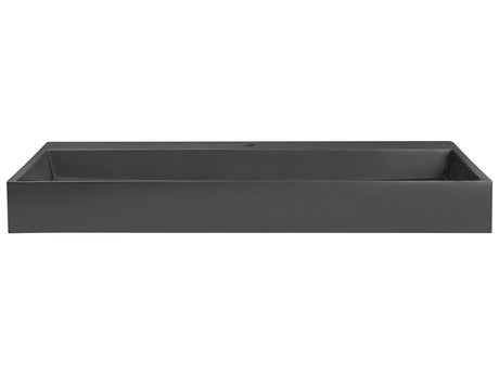 Hall Hung Wash Basin Black Matt Finish Mineral Cast 1000 x 460 mm Rectangular Bathroom Sink Beliani