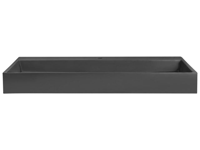 Hall Hung Wash Basin Black Matt Finish Mineral Cast 1000 x 460 mm Rectangular Bathroom Sink Beliani