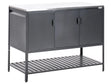 Outdoor Kitchen Cabinet Black Stainless Steel 3 Door Unit with Top Garden Kitchen Dining Beliani