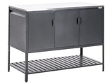 Outdoor Kitchen Cabinet Black Stainless Steel 3 Door Unit with Top Garden Kitchen Dining Beliani