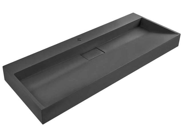 Hall Hung Wash Basin Black Matt Finish Mineral Cast 1200 x 460 mm Rectangular Bathroom Sink Beliani