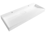 Hall Hung Wash Double Basin White Matt Finish Mineral Cast 1200 x 460 mm Rectangular Bathroom Sink Beliani