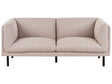 2 Seater Sofa Light Brown Polyester Fabric Wood Black Legs Upholstered Living Room Furniture Beliani