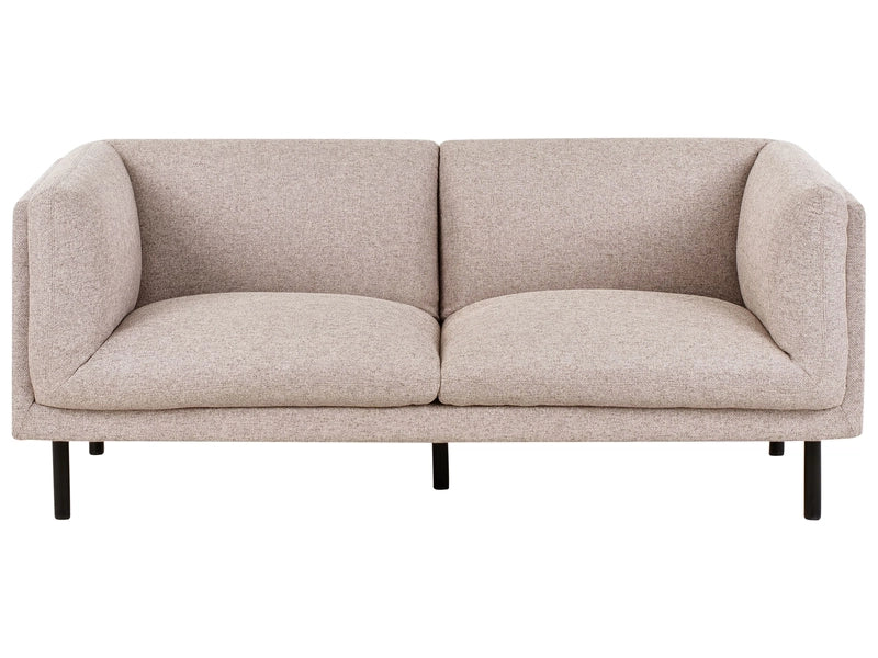 2 Seater Sofa Light Brown Polyester Fabric Wood Black Legs Upholstered Living Room Furniture Beliani