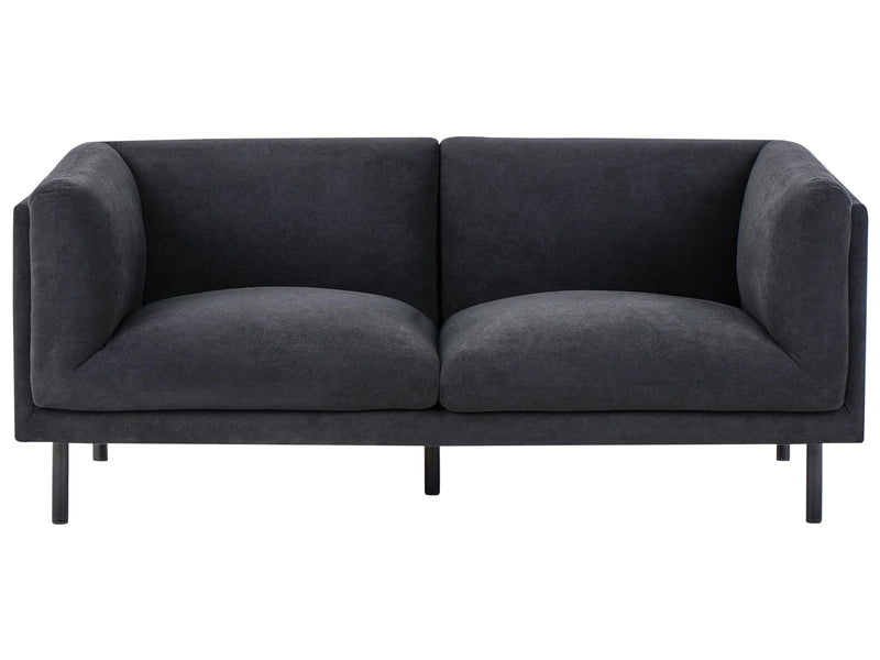 2 Seater Sofa Black Fabric Wood Legs Upholstered Living Room Furniture Beliani