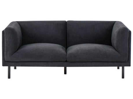2 Seater Sofa Black Fabric Wood Legs Upholstered Living Room Furniture Beliani