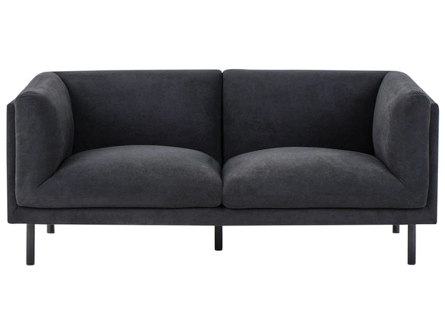 2 Seater Sofa Black Fabric Wood Legs Upholstered Living Room Furniture Beliani