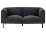 2 Seater Sofa Black Fabric Metal Legs Upholstered Living Room Furniture Beliani