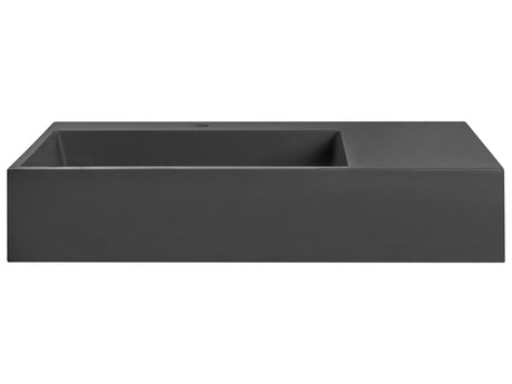 Hall Hung Wash Basin Black Matt Finish Mineral Cast 750 x 430 mm Rectangular Bathroom Sink Beliani