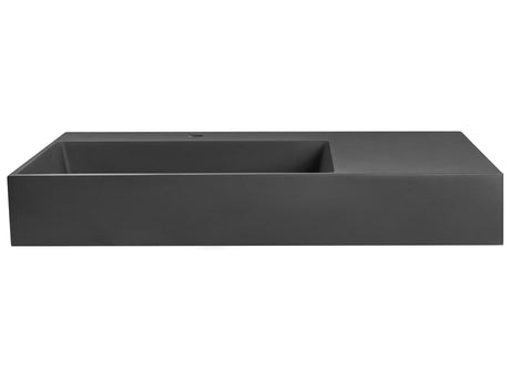 Hall Hung Wash Basin Black Matt Finish Mineral Cast 900 x 480 mm Rectangular Bathroom Sink Beliani