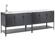 Outdoor Kitchen Cabinet Black Stainless Steel 3 Door Unit with Top Garden Kitchen Dining Beliani
