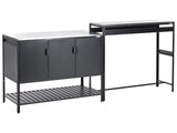 Outdoor Kitchen Cabinet Black Stainless Steel 3 Door Unit with Top Garden Kitchen Dining Beliani