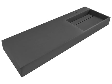Hall Hung Wash Basin Black Matt Finish Mineral Cast 1500 x 480 mm Rectangular Bathroom Sink Beliani