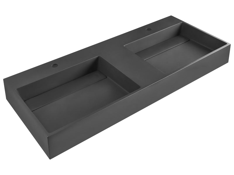 Hall Hung Double Wash Basin Black Matt Finish Mineral Cast 1200 x 480 mm Rectangular Bathroom Sink Beliani