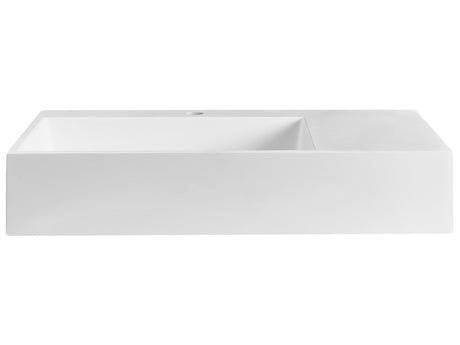 Hall Hung Wash Basin White Matt Finish Mineral Cast 750 x 430 mm Rectangular Bathroom Sink Beliani