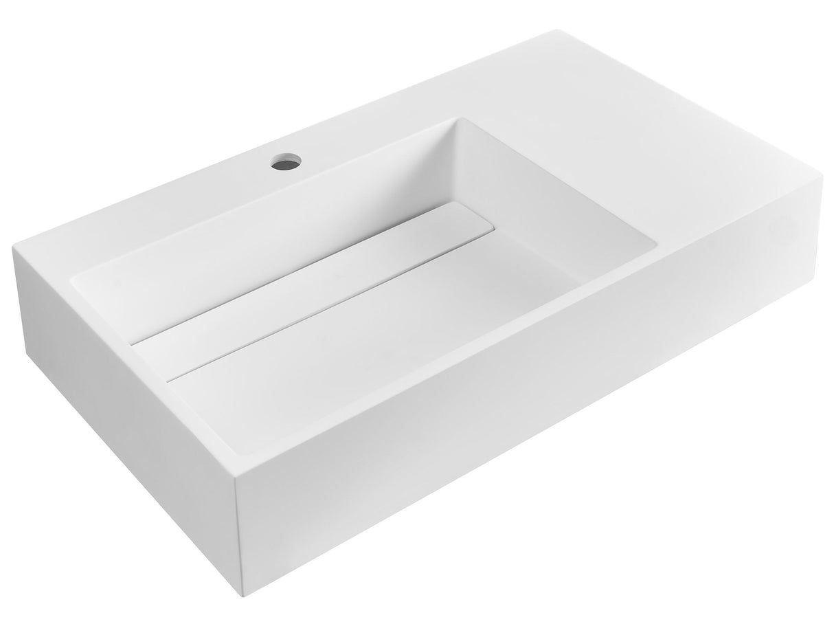 Hall Hung Wash Basin White Matt Finish Mineral Cast 750 x 430 mm Rectangular Bathroom Sink Beliani