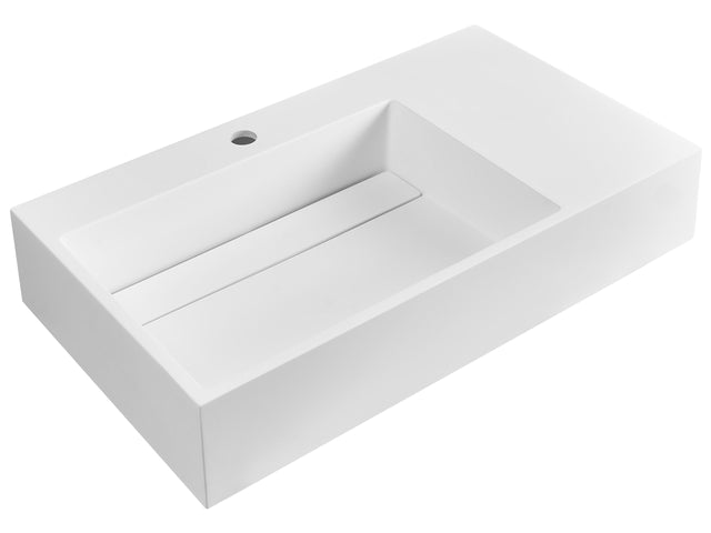 Hall Hung Wash Basin White Matt Finish Mineral Cast 750 x 430 mm Rectangular Bathroom Sink Beliani