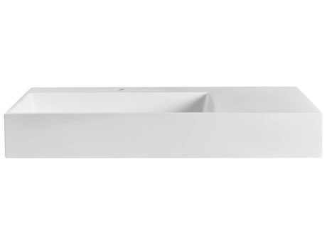 Hall Hung Wash Basin White Matt Finish Mineral Cast 900 x 480 mm Rectangular Bathroom Sink Beliani