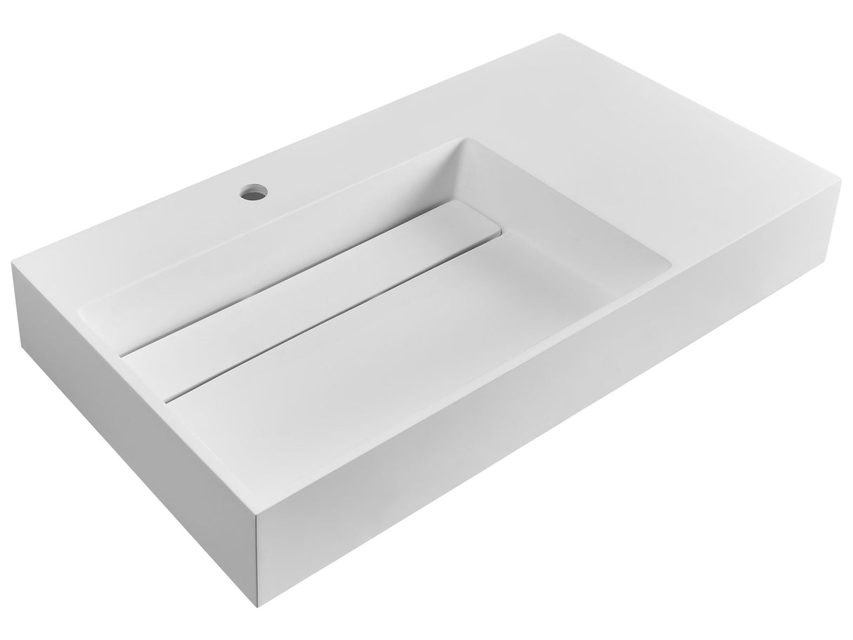 Hall Hung Wash Basin White Matt Finish Mineral Cast 900 x 480 mm Rectangular Bathroom Sink Beliani