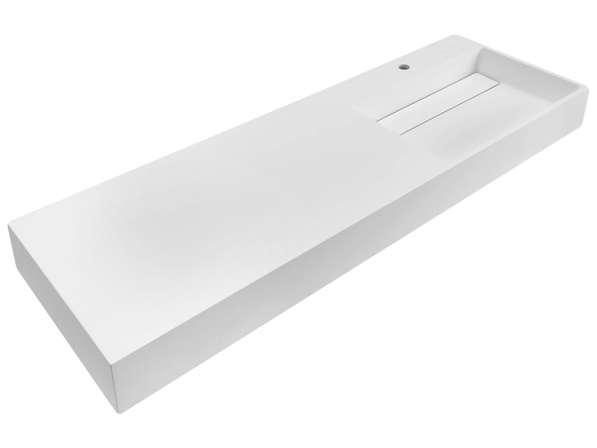 Hall Hung Wash Basin White Matt Finish Mineral Cast 1500 x 480 mm Rectangular Bathroom Sink Beliani