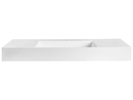 Hall Hung Wash Basin White Matt Finish Mineral Cast 1200 x 480 mm Rectangular Bathroom Sink Beliani