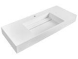 Hall Hung Wash Basin White Matt Finish Mineral Cast 1200 x 480 mm Rectangular Bathroom Sink Beliani