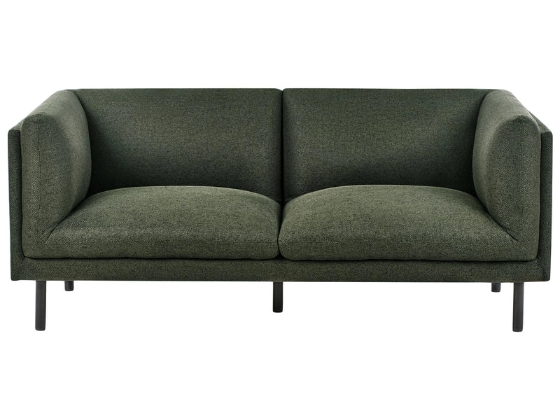 2 Seater Sofa Green Fabric Wood Legs Upholstered Living Room Furniture Beliani