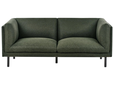 2 Seater Sofa Green Fabric Wood Legs Upholstered Living Room Furniture Beliani