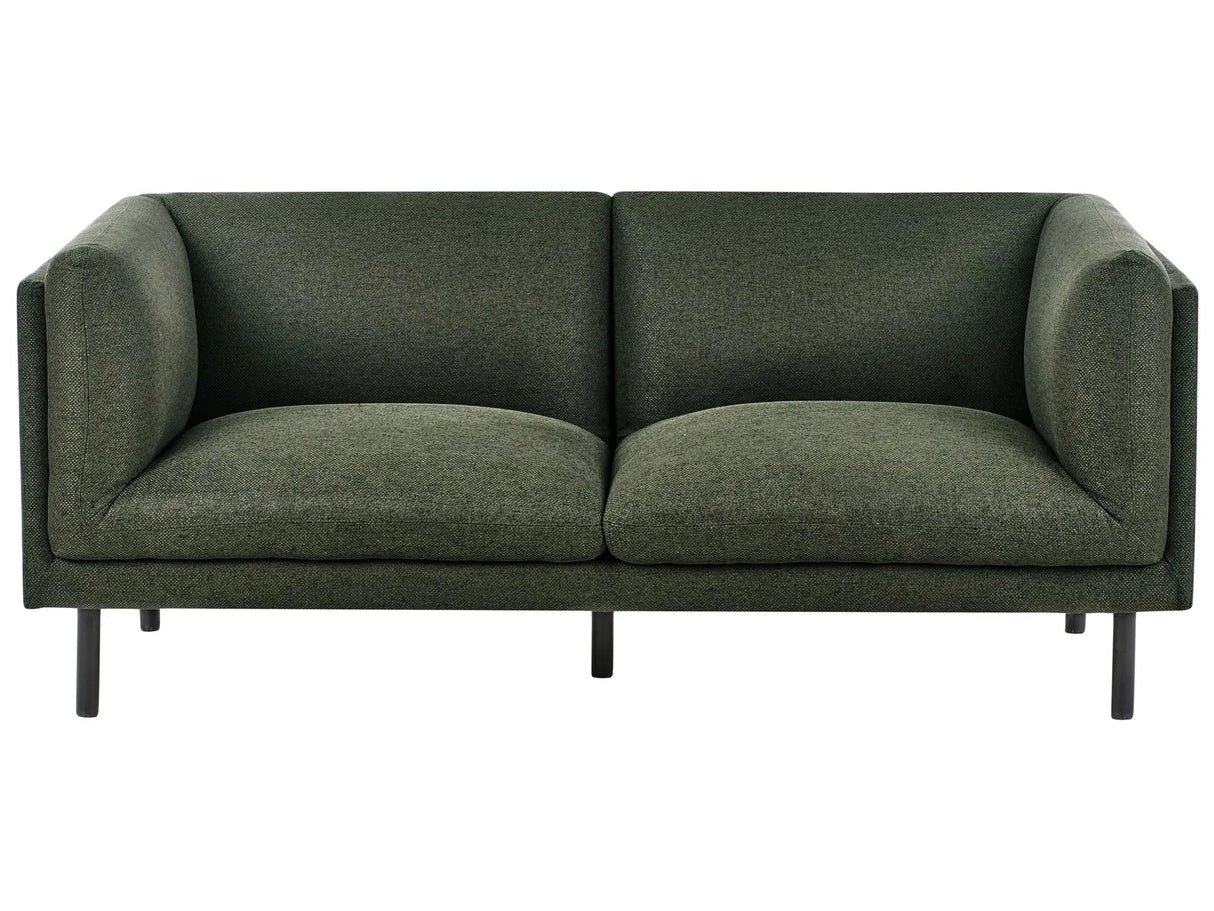 2 Seater Sofa Dark Green Fabric Metal Legs Upholstered Living Room Furniture Beliani