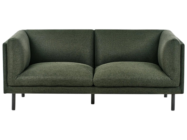 2 Seater Sofa Dark Green Fabric Metal Legs Upholstered Living Room Furniture Beliani