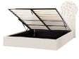 Bed Frame Off-White Boucle EU Super King Size 4ft6 Lift Up Storage with Headboard Beliani