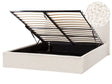 Bed Frame Off White Boucle EU Super King Size 5ft3 Lift Up Storage with Headboard Beliani