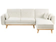 Left Hand Corner Sofa White Fabric Upholstered L-Shaped Tufted Cushioned Seat with Scatter Cushions and Sleeping Function Beliani