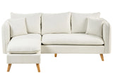 Sofa White Fabric Upholstered with Ottoman Tufted Cushioned Seat with Scatter Cushions Beliani