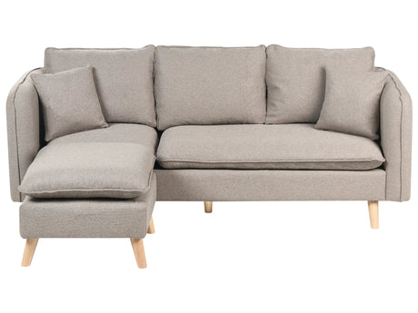 Sofa Light Brown Fabric Upholstered with Ottoman Tufted Cushioned Seat with Scatter Cushions Beliani