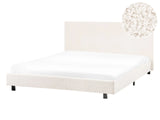 Slatted Bed Frame Off-White Boucle EU Double Size 4ft6 Modern Design Beliani