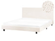 EU King Size 5ft3 Waterbed Off-White Boucle Upholstered with Mattress Headrest Modern Design Beliani