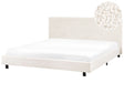 Slatted Bed Frame Off-White Boucle EU Double Size 6ft Modern Design Beliani