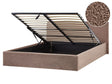 Bed Frame Brown Boucle EU Double Size 5ft3 Lift Up Storage with Headboard Beliani