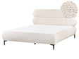 Bed Frame Off-White Boucle Upholstery Black Metal Legs EU King Size 5ft3 Slatted with Wingback Headboard Bedroom Classic Minimalist Beliani