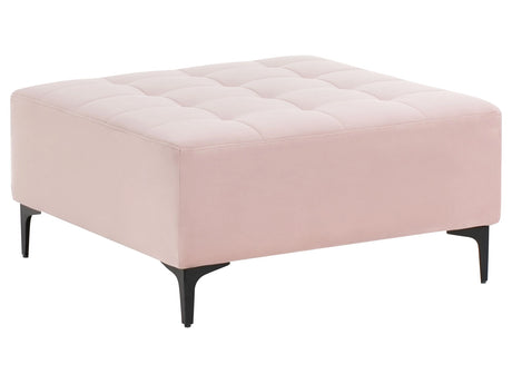 Ottoman Pastel Pink Velvet Tufted Fabric Modern Living Room Square Footstool Gold Legs Beliani