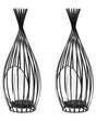 Set of 2 Lanterns Black Metal 38 cm Openwork Candle Holder with Glass Insert Garden and Indoor Industrial Beliani