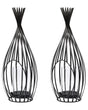 Set of 2 Lanterns Black Metal 38 cm Openwork Candle Holder with Glass Insert Garden and Indoor Industrial Beliani