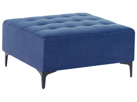 Ottoman Blue Velvet Tufted Fabric Modern Living Room Square Footstool Gold Legs Beliani