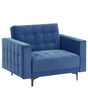 Armchair Blue Velvet Tufted Fabric Modern Living Room Reclining Chair Black Legs Track Arm Beliani