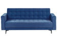 Sofa Bed Blue Velvet Tufted Fabric Modern Living Room Modular 3 Seater Black Legs Track Arm Beliani
