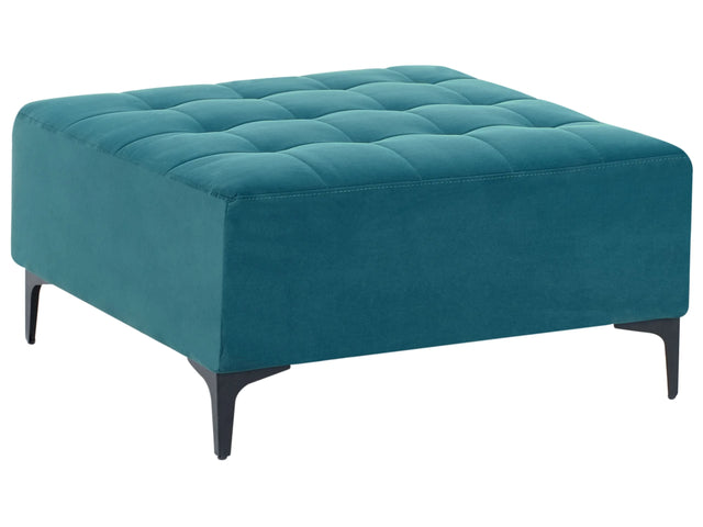 Ottoman Sea Blue Velvet Tufted Fabric Modern Living Room Square Footstool Gold Legs Beliani