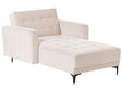 Chaise Lounge Light Beige Velvet Tufted Fabric Modern Living Room Reclining Day Bed Black Legs Track Arms Beliani