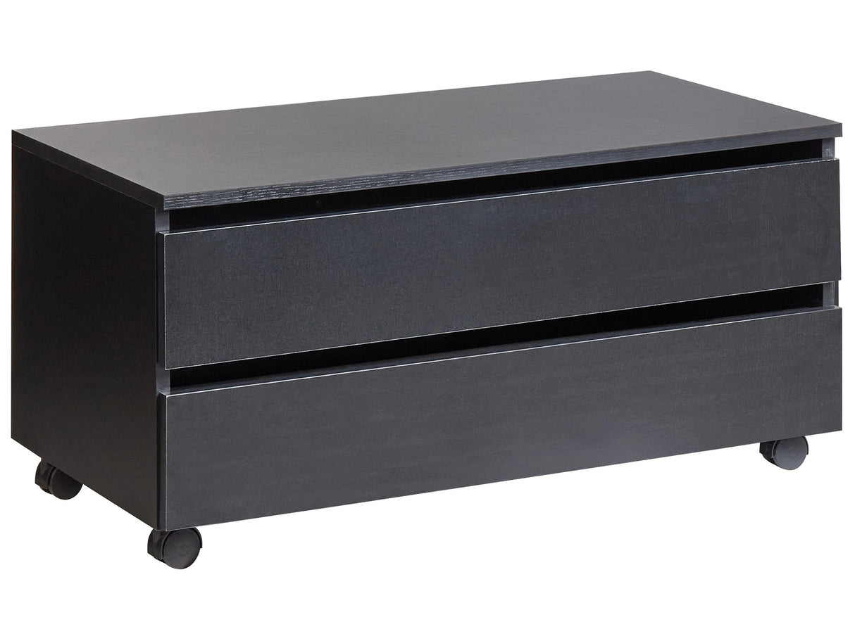 Bathroom Cabinet Black MDP Synthetic Material Wheels Drawers Storage Bathroom Furniture Beliani