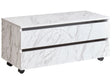 Bathroom Cabinet White Marble MDP Synthetic Material Wheels Drawers Storage Bathroom Furniture Beliani